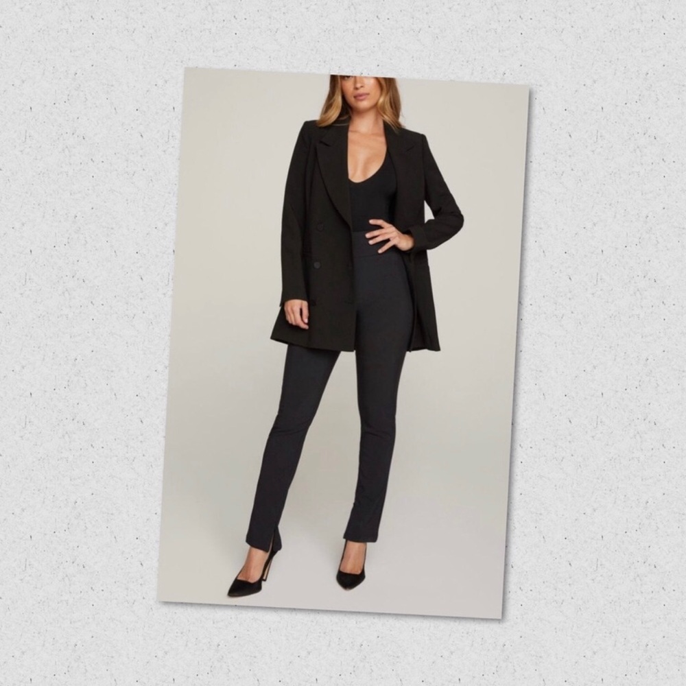 GOOD AMERICAN Women’s Black Vent Exec Double-Breasted Blazer Dress Size 1